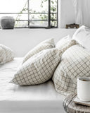 Charcoal grid linen pillowcase