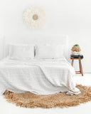 Charcoal grid linen pillowcase