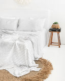 Charcoal grid linen pillowcase