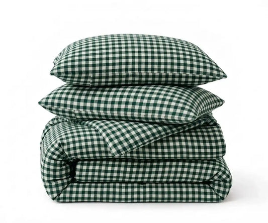 Green Gingham Duvet Cover