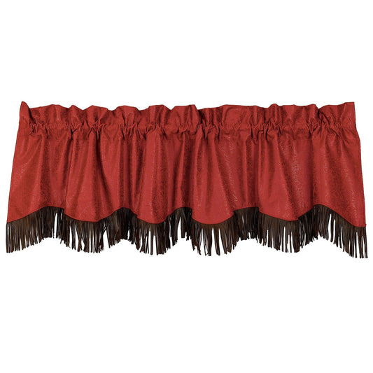 Cheyenne Red Leather Kitchen Valance w/ Fringe