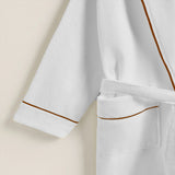 Shawl Collar Cotton Bath Robe with Border Embroidery