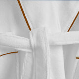 Shawl Collar Cotton Bath Robe with Border Embroidery