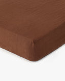 Chocolate brown linen fitted sheet