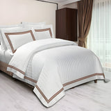400TC Cotton Sateen Triple Edge Embroidery Stripe Duvet Cover Set
