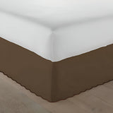 400TC Sateen Solid Cotton Luxurious Scallop Embroidery Tailored Bed Skirt