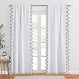 400TC Reverse U Shape Embroidery Cotton Solid Curtain (Set Of 2)