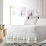 400TC Sateen Solid Cotton Single Embroidered Wrap Around Bed Skirt