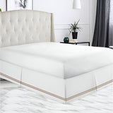 400TC Sateen Solid Cotton Triple Embroidered Tailored Bed Skirt