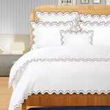 400TC Zig & Zag U Shape Embroidery Cotton Duvet Cover Set