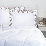 400TC Zig & Zag U Shape Scallop Embroidery Cotton Solid Pillow Sham