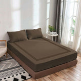 400TC Luxurious Triple Embroidery Sateen Solid Cotton Fitted Sheet