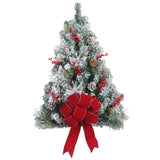 28 Inch Pre-lit Flocked Easy Hang Christmas Wall Tree
