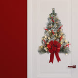 28 Inch Pre-lit Flocked Easy Hang Christmas Wall Tree