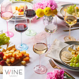 Colored Crystal Wine Glass Set of 6, Large Stemmed 12 oz