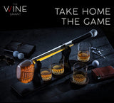 Golf Whiskey Decanter and 4 Liquor Glasses
