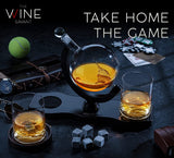 Globe Whiskey Decanter Set with 2 Liquor Glasses