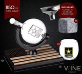Army Globe Whiskey Decanter Set & 4 Liquor Glasses