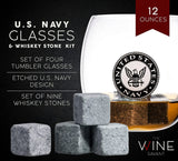 U.S. Navy Globe Whiskey Decanter Set with 4 Liquor Glasses
