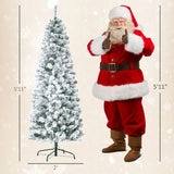 HOMCOM 6ft Pre-Lit Snow-Flocked Slim Douglas Fir Artificial Christmas Tree with Realistic Branches, 250 LED Lights and 462 Tips