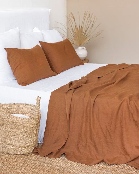 Cinnamon linen flat sheet