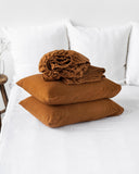 Cinnamon linen sheet set (4 pcs)