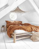 Cinnamon linen sheet set (4 pcs)