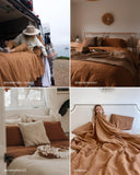Cinnamon linen flat sheet