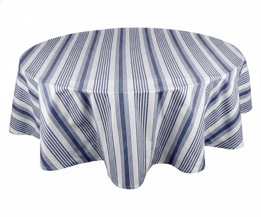 Striped Round Tablecloth - Navy