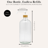 Clear Glass Bottle with Pump Dispenser 1L