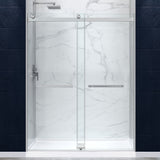 Kahn Series 48 in. x 32 in. Alcove Shower Base and Frameless Sliding Shower Door Combo with Tsunami Guard