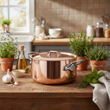 Mauviel M'3 S Copper Stewpan With Lid, Cast Stainless Steel Handles, 6.3-Qt