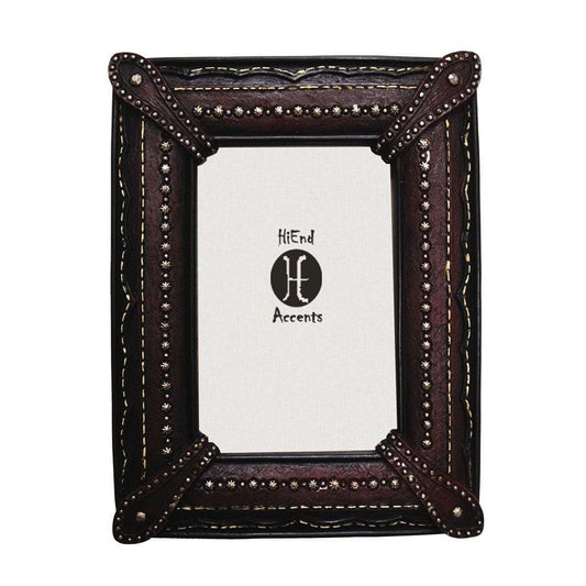 Corner Straps w/ Studding Faux Leather Picture Frame, 4 MOQ