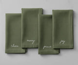 Cotton Christmas Napkins with Embroidered