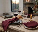 Burgundy Cloth Napkins - Fringe Trim Edge