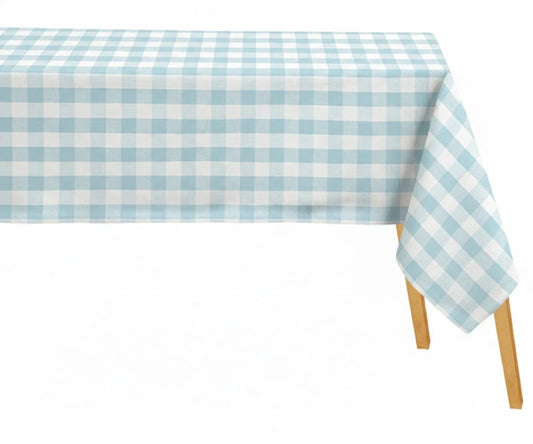 Blue and White Plaid Tablecloth