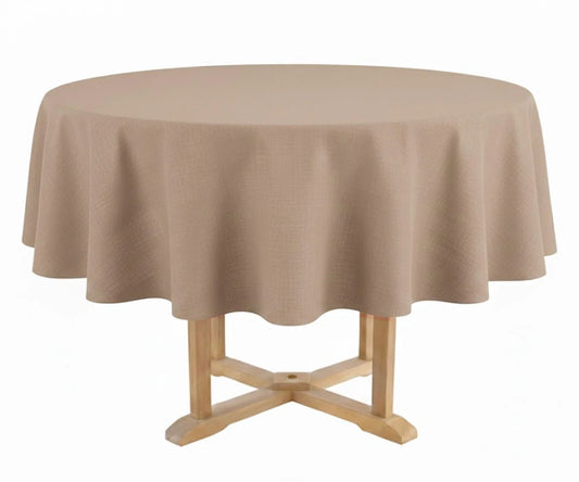 Dark Beige Tablecloth Round - Wedding