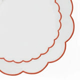 White Round Placemats - Terracotta Scalloped