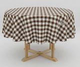 Brown Round Tablecloth - Plaid