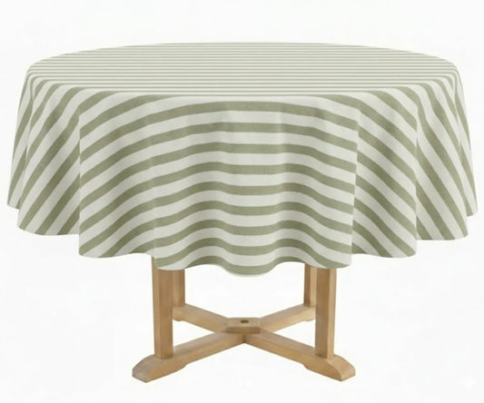 Cotton Striped Tablecloth - Round