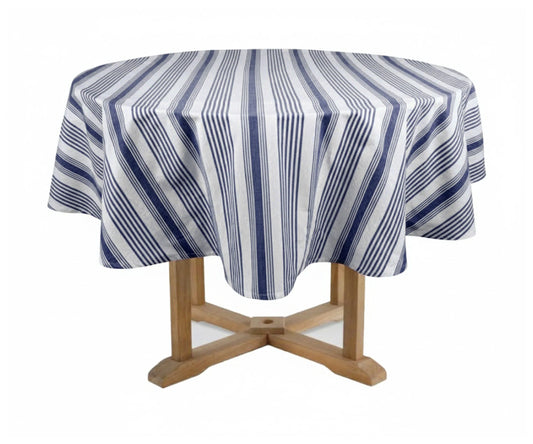 Striped Round Tablecloth - Navy