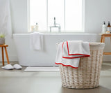 Bath Towel White - Red Border