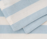 Blue Striped Cushion Covers, Cotton Linen Set of 2