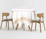 Beige Striped Round Tablecloth
