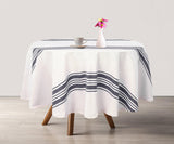 Round Tablecloth 63 inch - Striped Cotton Tablecloth