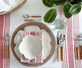 Red Linen Striped Napkins