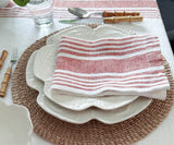 Red Linen Striped Napkins