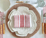 Red Linen Striped Napkins