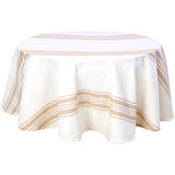 Beige Striped Round Tablecloth