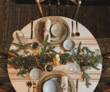 Beige Striped Round Tablecloth